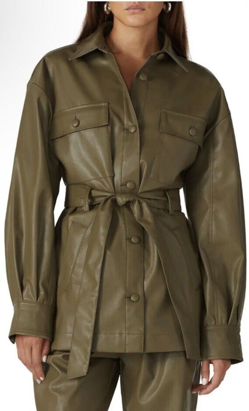 Love, Whit Port Jacket Button Faux Leather Olive S
